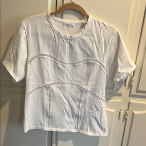 A.L.C. White Short Sleeve Eyelet Tee